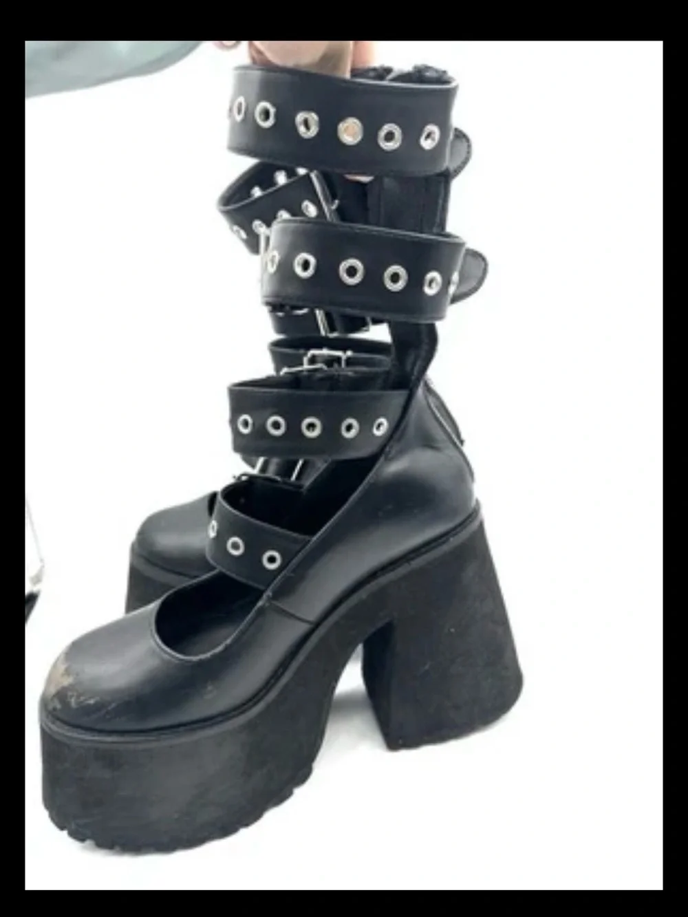 Dolls Kill The Grave Girls Strappy Platform Mary Jane Size 8 Chunky Goth